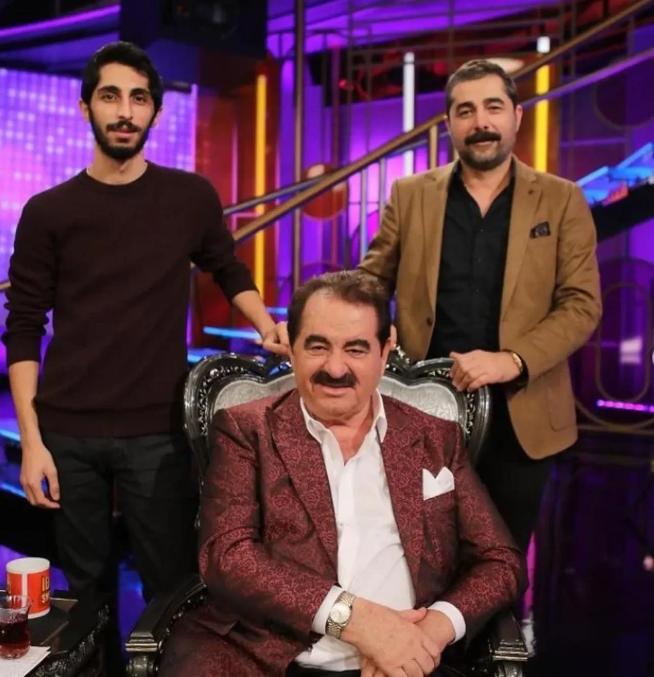 Ibrahim Tatlises sits on the set of his television program alongside his sons, Istanbul, Türkiye, April 8, 2026. (Photo via Türkiye Daily)