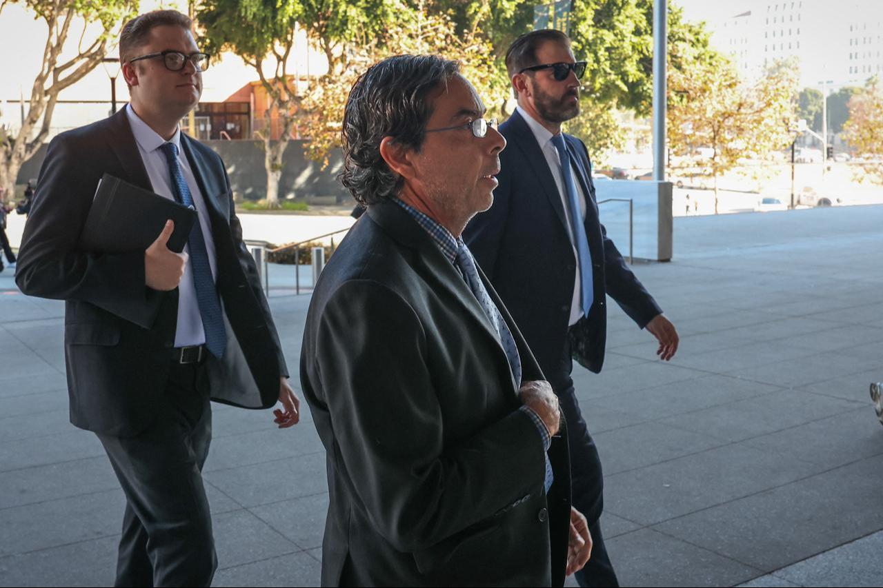Former medical doctor Mark Chavez and his attorney Matthew Binninger arrive for his sentencing on charges of conspiracy to distribute ketamine connected to the overdose death of actor Matthew Perry at the United States District Court in Los Angeles, California, on December 16, 2025. ( AFP Photo )