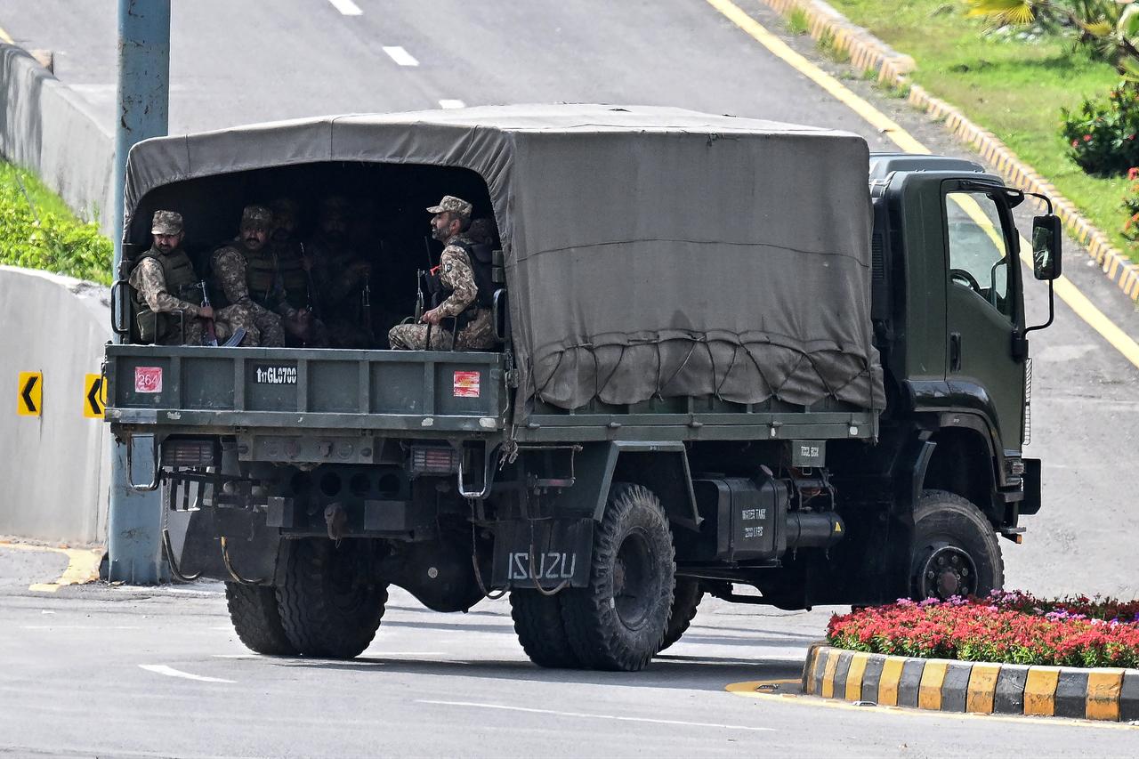Army personnel patrol at the Red Zone area in Islamabad, Pakistan on April 9, 2026. (AFP Photo)