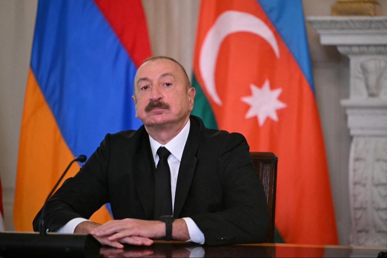 Azerbaijani President Ilham Aliyev participates in a trilateral signing with US President Donald Trump and Armenian Prime Minister in the State Dining Room of the White House in Washington, DC, August 8, 2025. (AFP File Photo)