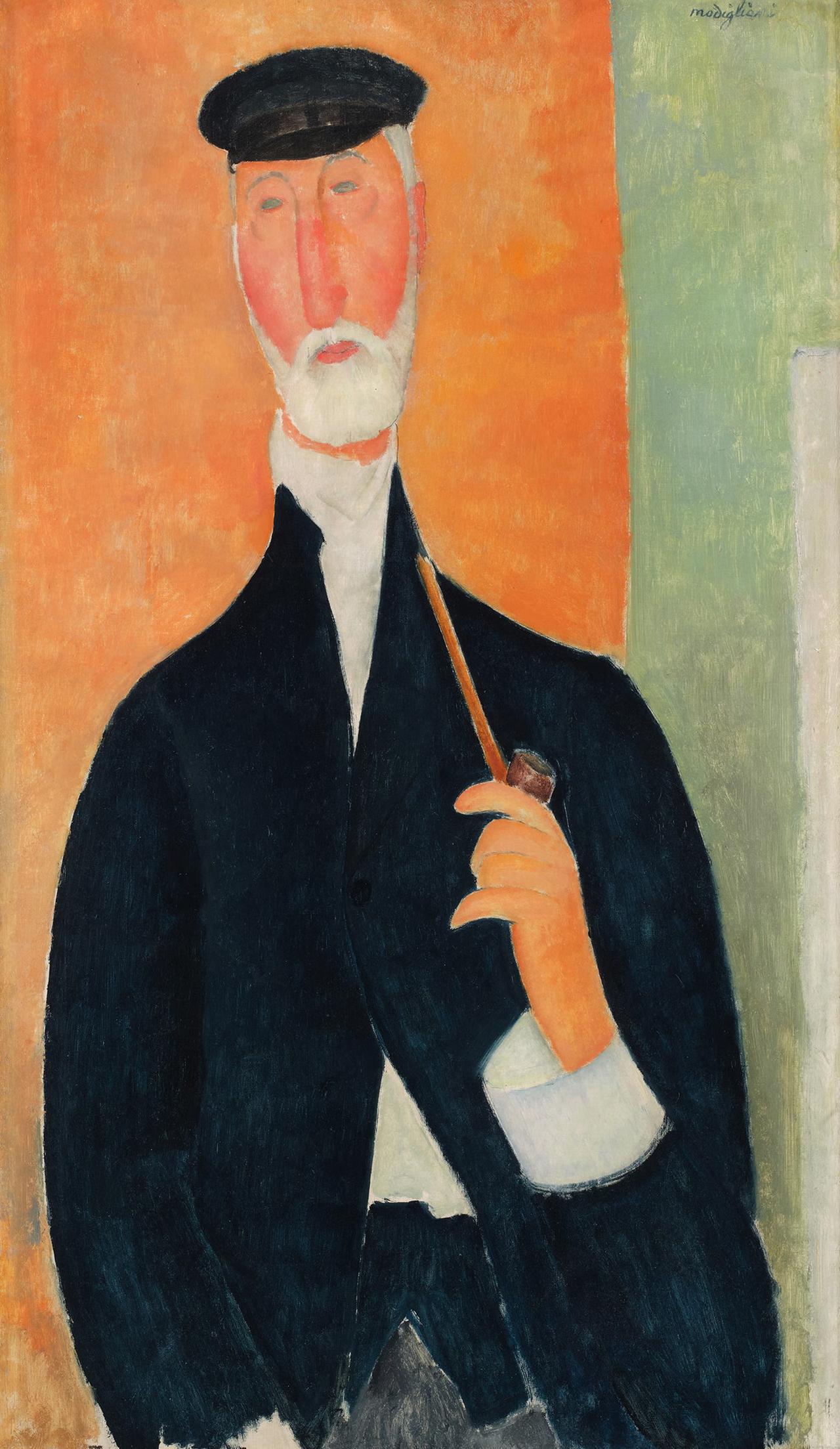Amedeo Modigliani’s Homme à la pipe (Le notaire de Nice) returns to the market after around 50 years out of public view. (Photo via Sotheby's)