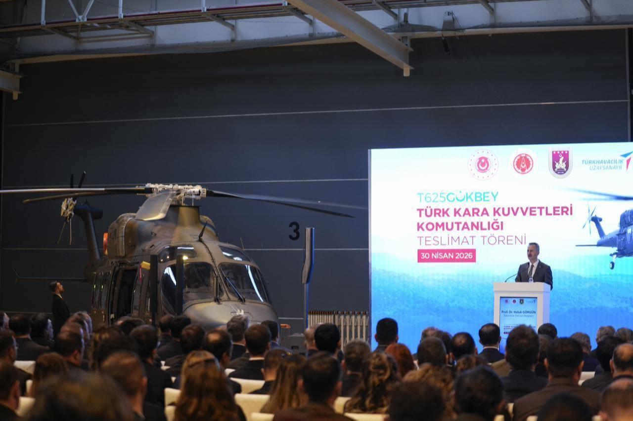 TAI's T625 Gokbey general-purpose helicopter delivery ceremony to the Turkish Land Forces Command at the TAI Kahramankazan campus in Ankara, Türkiye, April 30, 2026. (AA Photo)