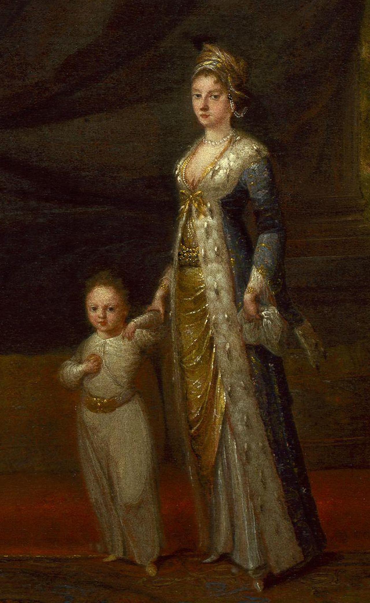 Lady Mary Wortley Montagu with her son Edward, painted by Jean Baptiste van Mour, 1717. (Photo via Wikimedia)