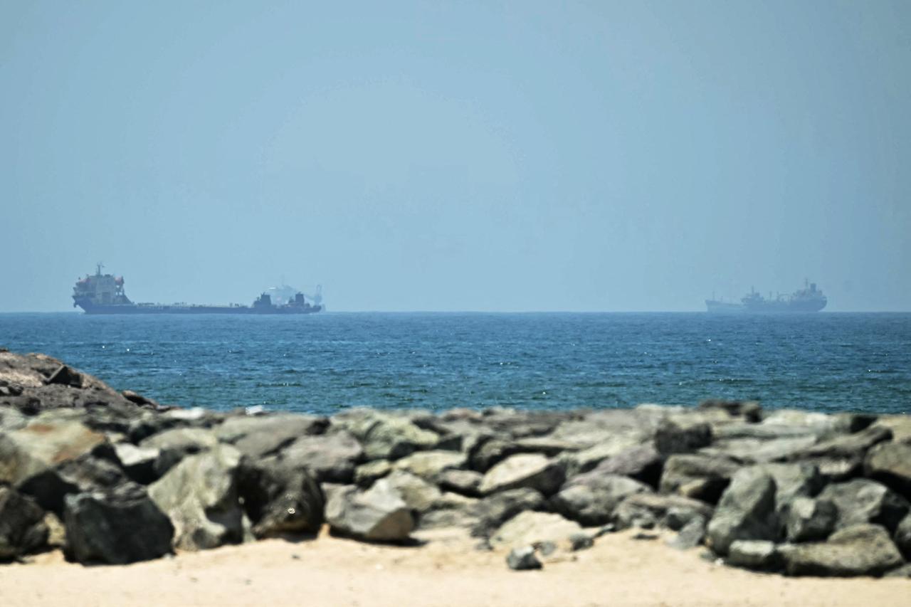 Vessels are seen in the Gulf, off the coast of the Sharjah, UAE, on May 9, 2026. (AFP Photo)