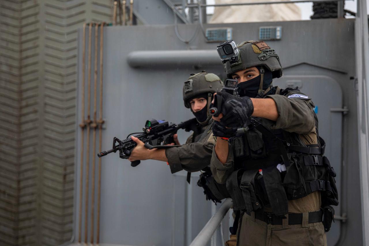 Israeli Navy Snapir service members perform visit, board, search, and seizure training during Exercise Intrinsic Defender 2025 in Haifa, Israel, Dec. 10, 2025. (Photo via U.S. Army)