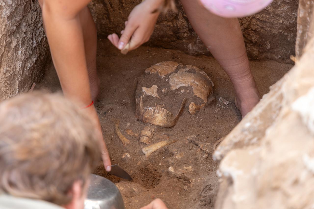 Archaeologists excavate ancient human remains at a historical burial site (Adobe Stock Photo)