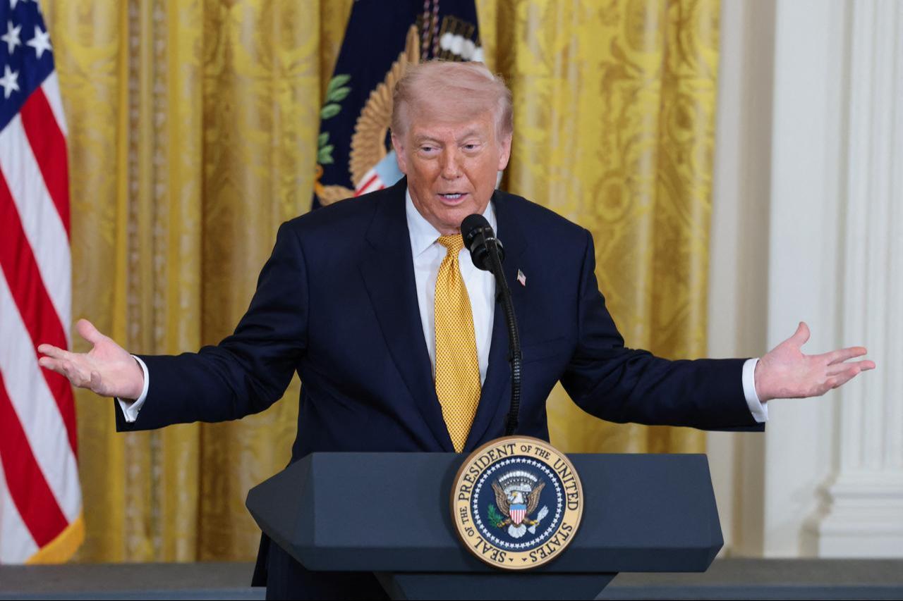 U.S. President Donald Trump speaks during a military mothers celebration in the East Room of the White House in Washington, DC, May 6, 2026. (AFP Photo)