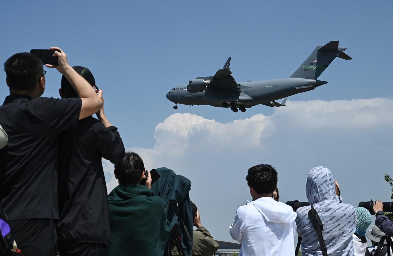 A US Air Force C-17 lands at Beijing Capital Airport in Beijing on May 11, 2026, ahead of a visit by U.S. President Donald Trump. (AFP Photo)
