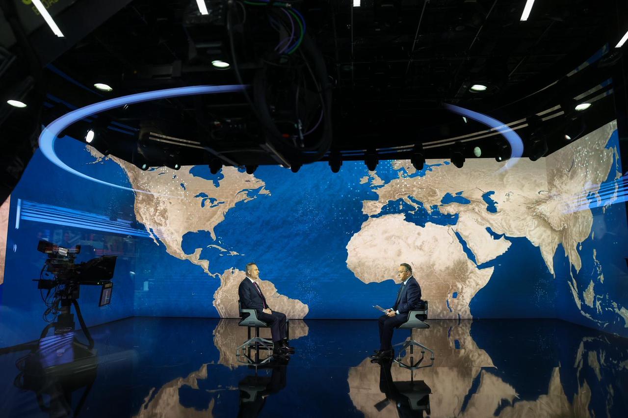Foreign Minister Hakan Fidan speaks in an interview with Al Jazeera Arabic channel during his official visit to Doha, Qatar on May 12, 2026.  ( Turkish Foreign Ministry - Anadolu Agency )