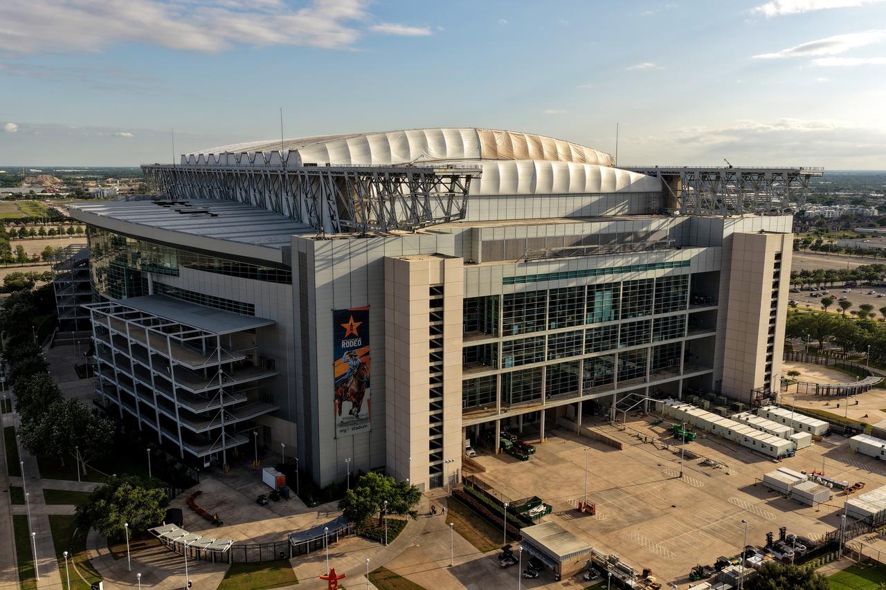An aerial view of Houston Stadium on May 11, 2026 in Houston, Texas. Houston Stadium, officially named NRG Stadium, will host seven matches during the 2026 FIFA World Cup. (AFP Photo)