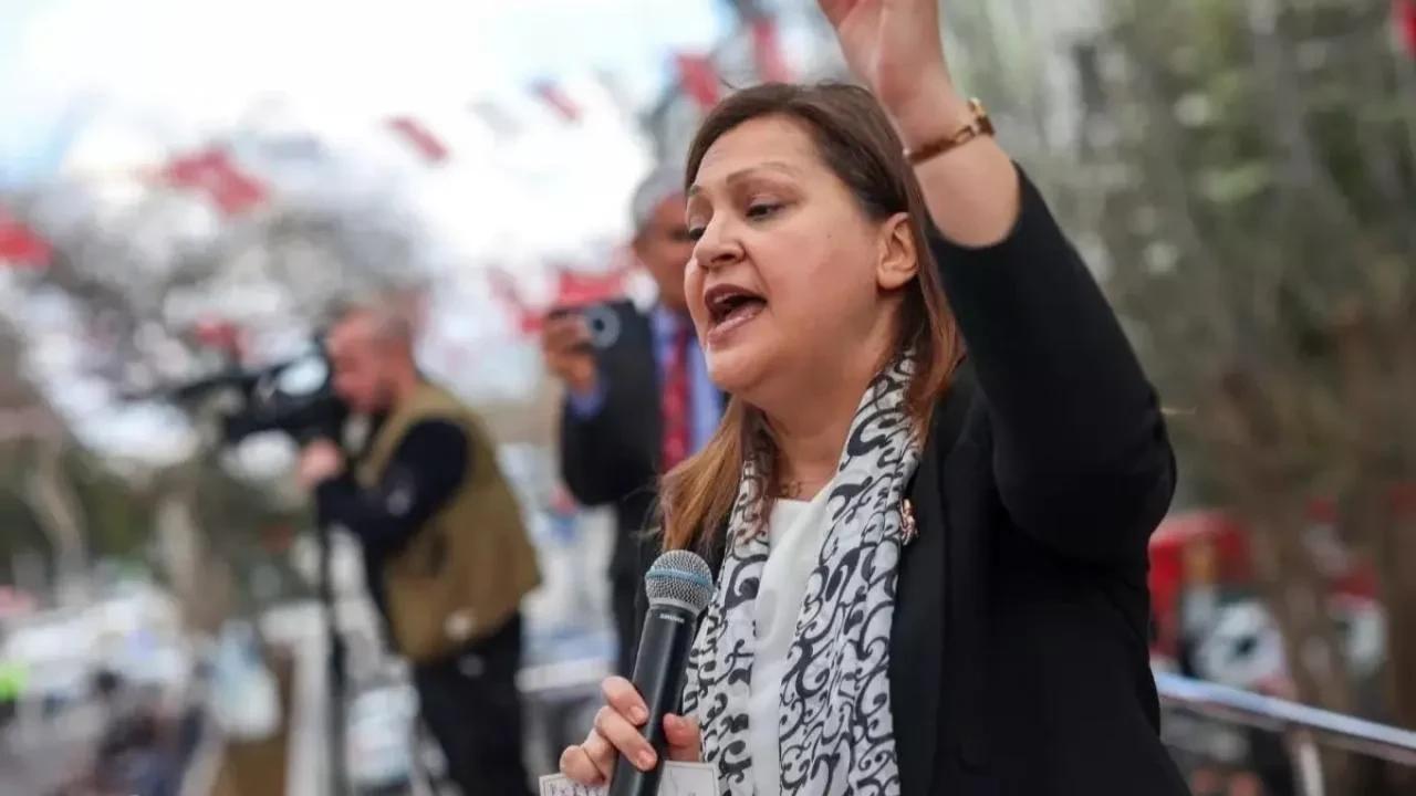 Photo shows Afyonkarahisar Mayor Burcu Koksal addressing the crowd, accessed on May 12, 2026. (Photo via TGRT Haber)