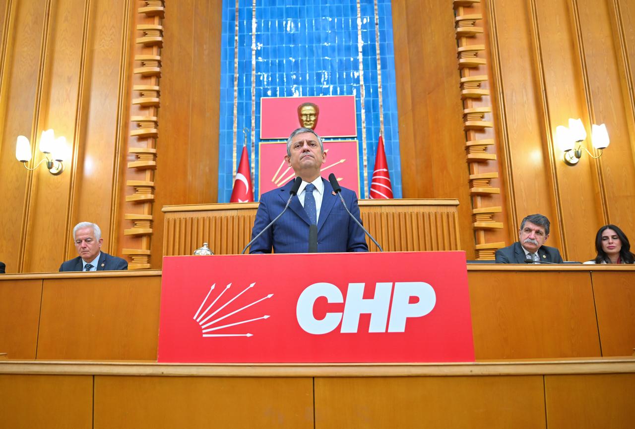 Leader of the Republican People's Party (CHP) Ozgur Ozel speaks during his party's group meeting at the Turkish Grand National Assembly in Ankara, Türkiye, on May 5, 2026. (AA Photo)