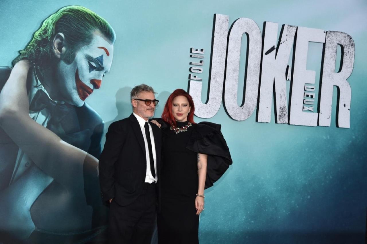 US actress and singer Lady Gaga (R) and US actor Joaquin Phoenix attend the US premiere of Warner's "Joker: Folie a Deux" at the TCL Chinese theatre in Hollywood, California, Sep 30, 2024. (AFP Photo)