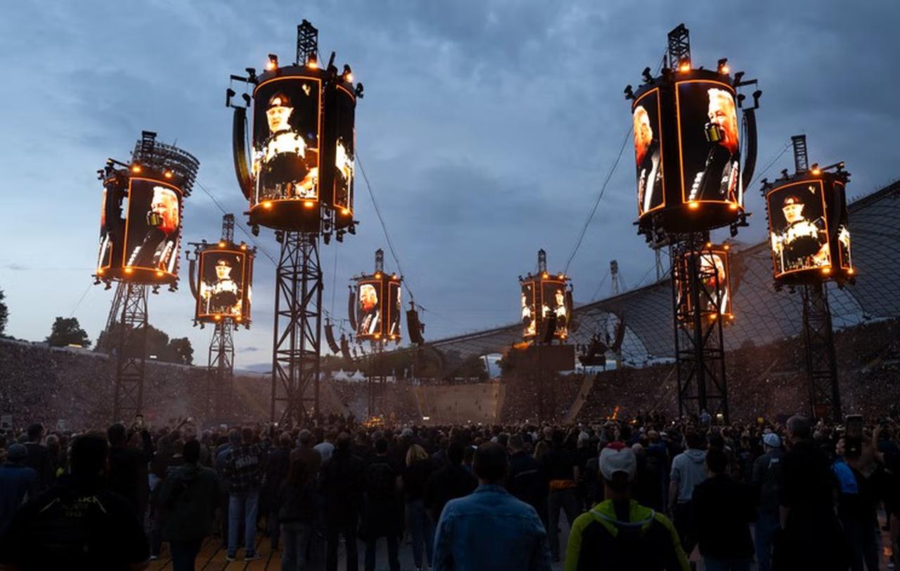 Members of U.S. metal band Metallica perform during the M72 World Tour at Olympic Stadium in Munich, Germany, on May 24, 2024. (AFP Photo)