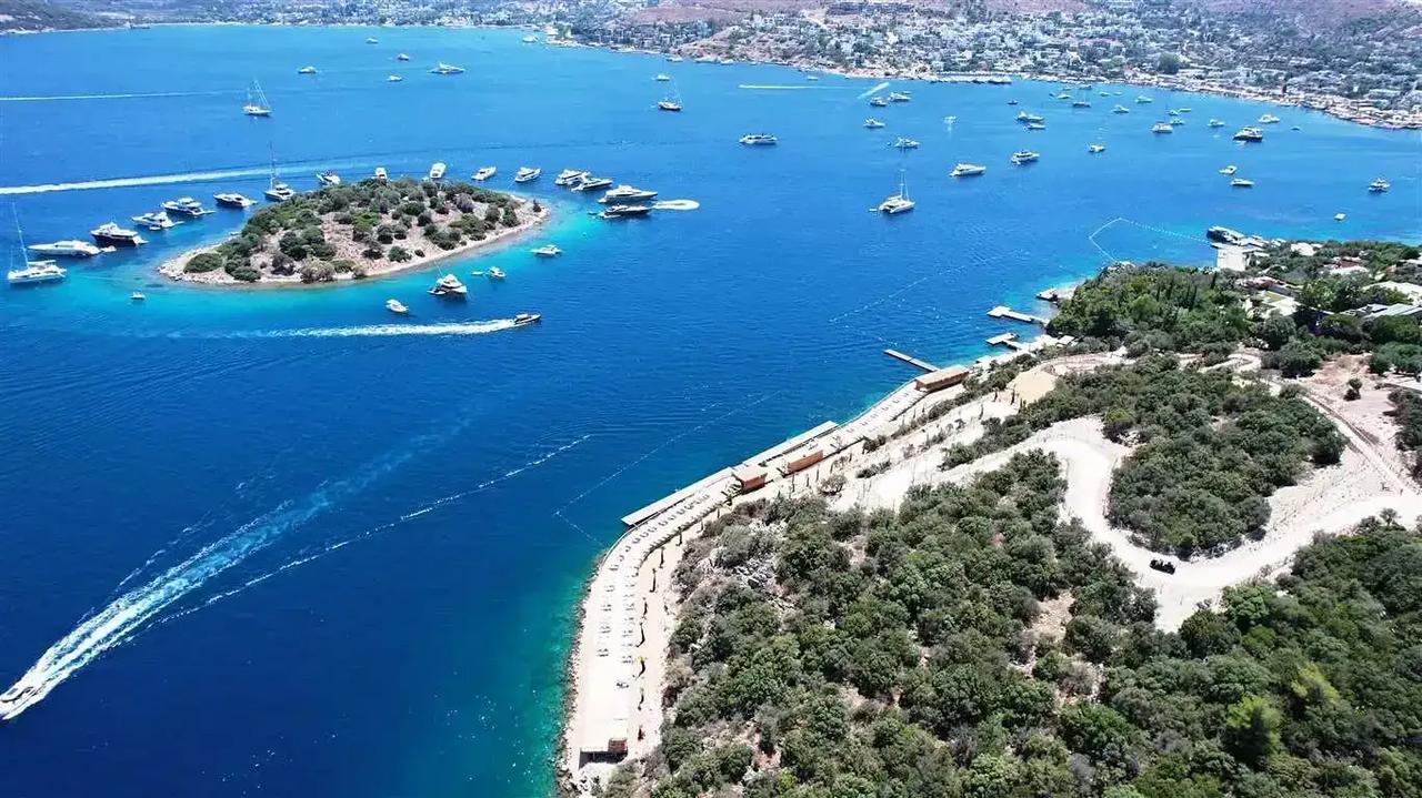 An aerial image showing Bodrum's Turkbuku.