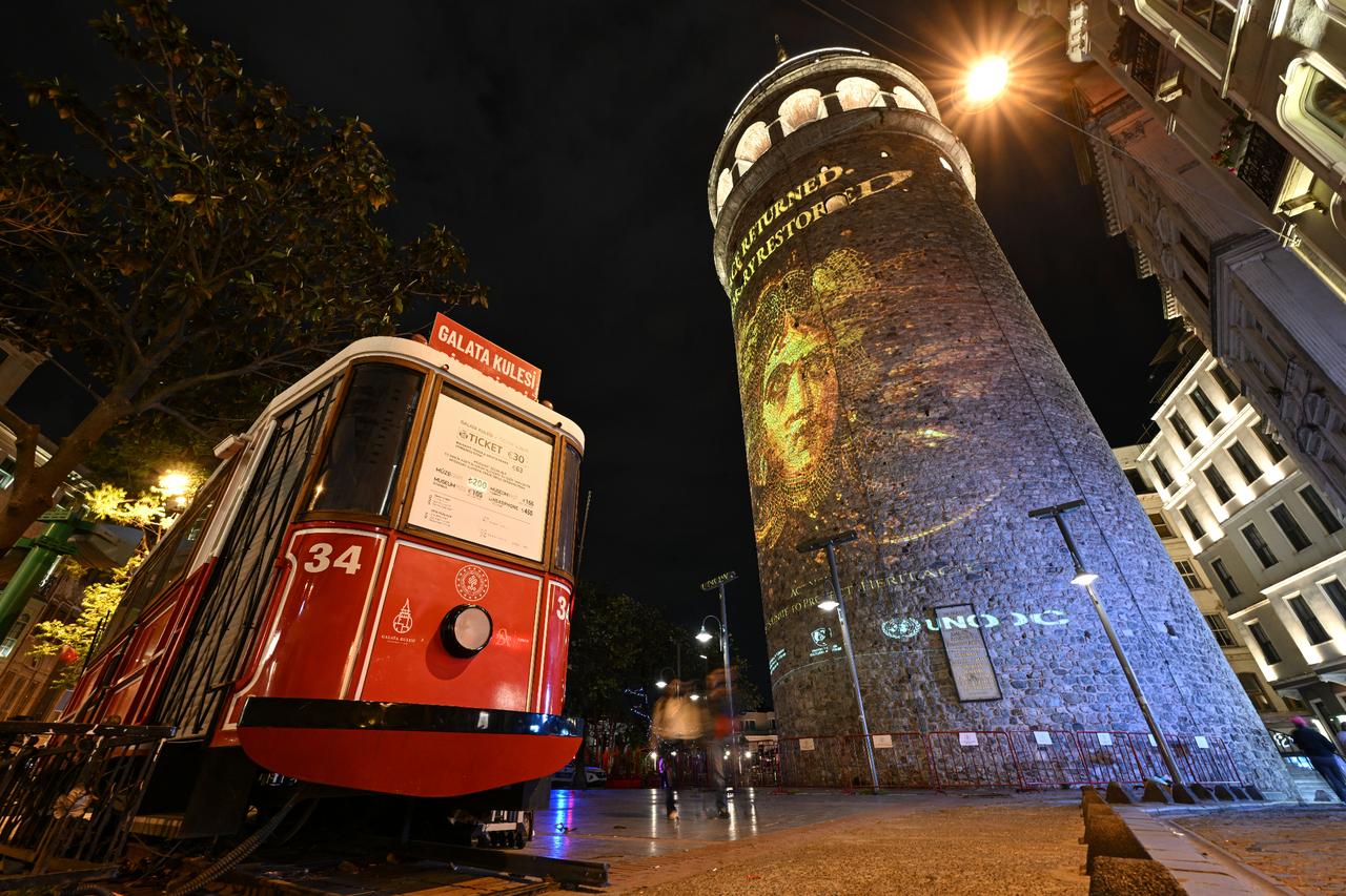 Galata Tower lights up to raise awareness on protecting cultural heritage