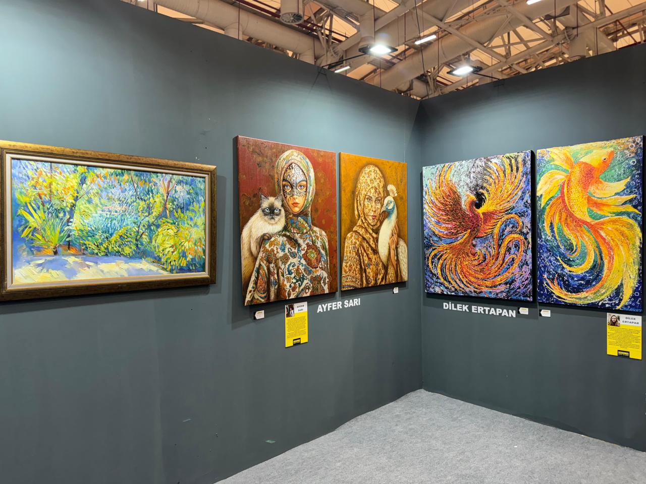 Artworks are displayed at the ArtContact Istanbul 6th International Contemporary Art Fair at the Dr. Mimar Kadir Topbas Performance and Art Center in Istanbul, Türkiye, on May 13, 2026. (AA Photo)