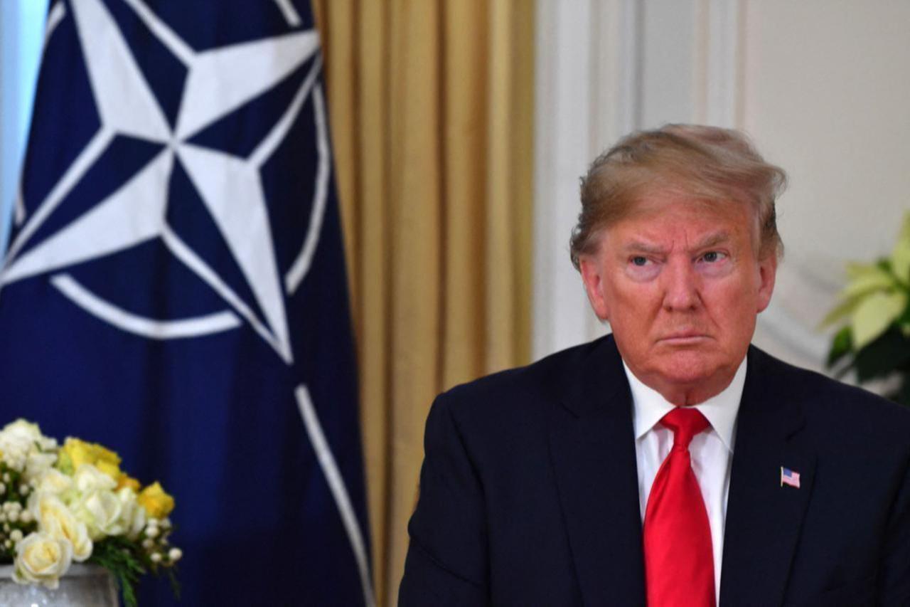 US President Donald Trump speaks during his meeting with then–NATO Secretary General Jens Stoltenberg at Winfield House, London, UK on Dec. 3, 2019. (AFP Photo)