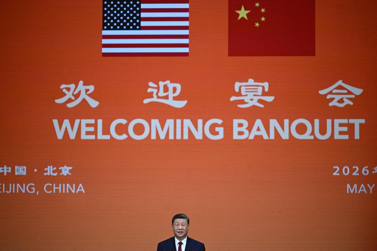 China's President Xi Jinping makes a speech during a state banquet for US President Donald Trump at the Great Hall of the People in Beijing on May 14, 2026. (AFP Photo)