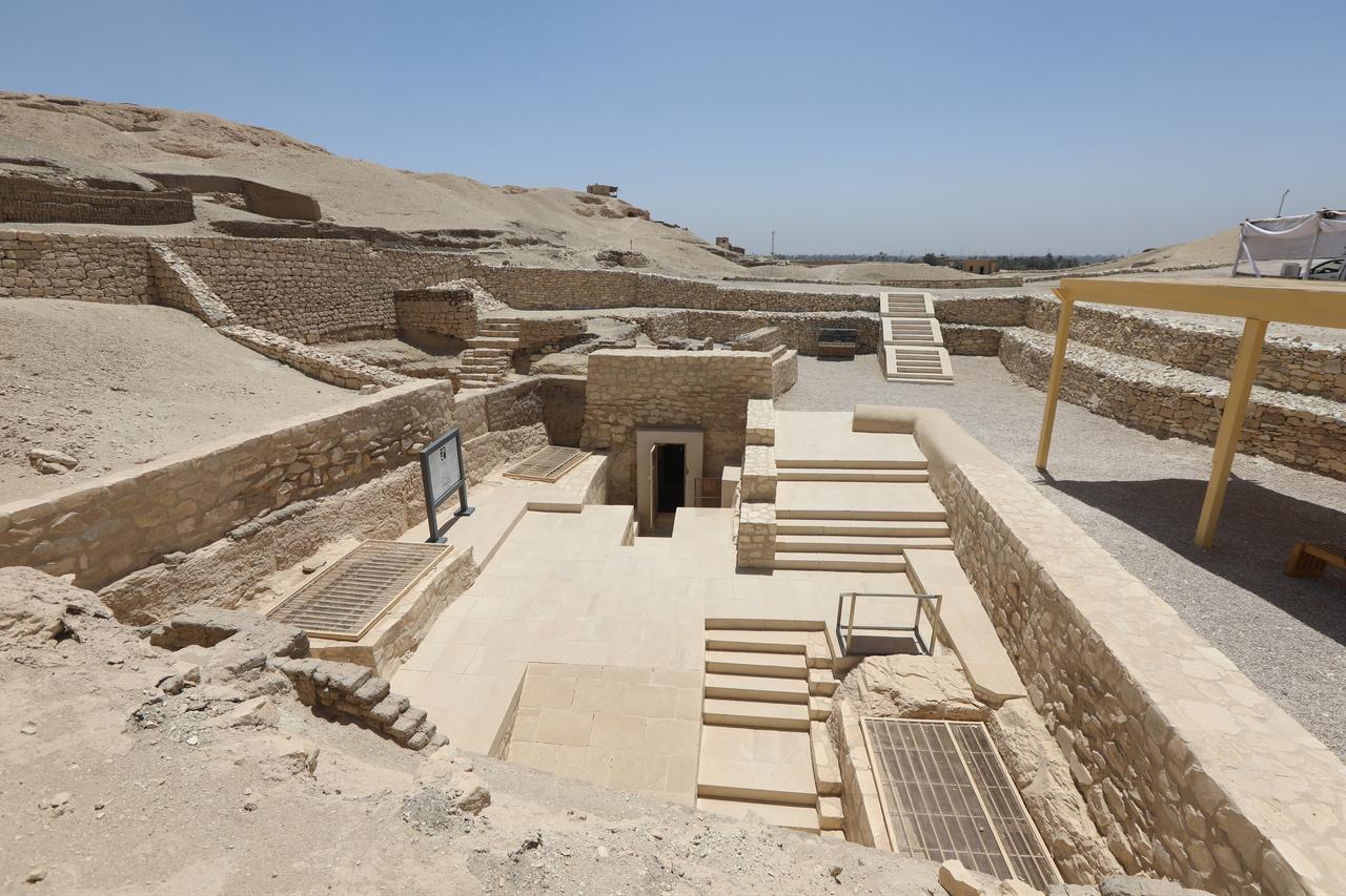 An exterior view of one of the newly restored New Kingdom tombs in the El-Khokha area of Luxor, Egypt, May 14, 2026. (AA Photo)