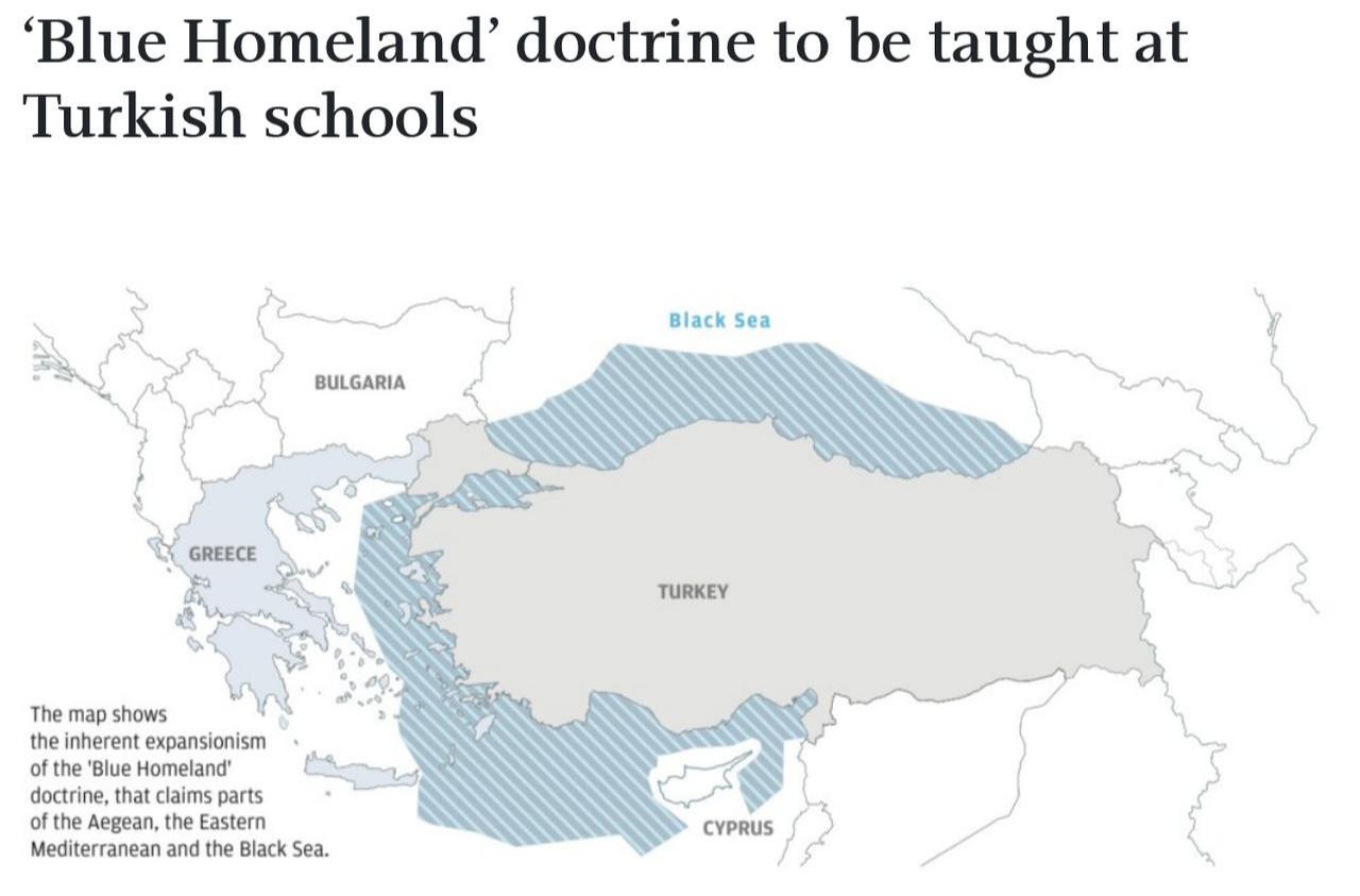 A map showing the "Blue Homeland". (AA photo)