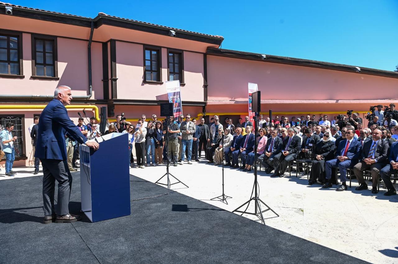 Culture and Tourism Minister Mehmet Nuri Ersoy delivers a speech during the opening of the Türkiye Culture Route Festival in Eskisehir, Türkiye, May 16, 2026. (Photo via Ministry of Culture and Tourism)