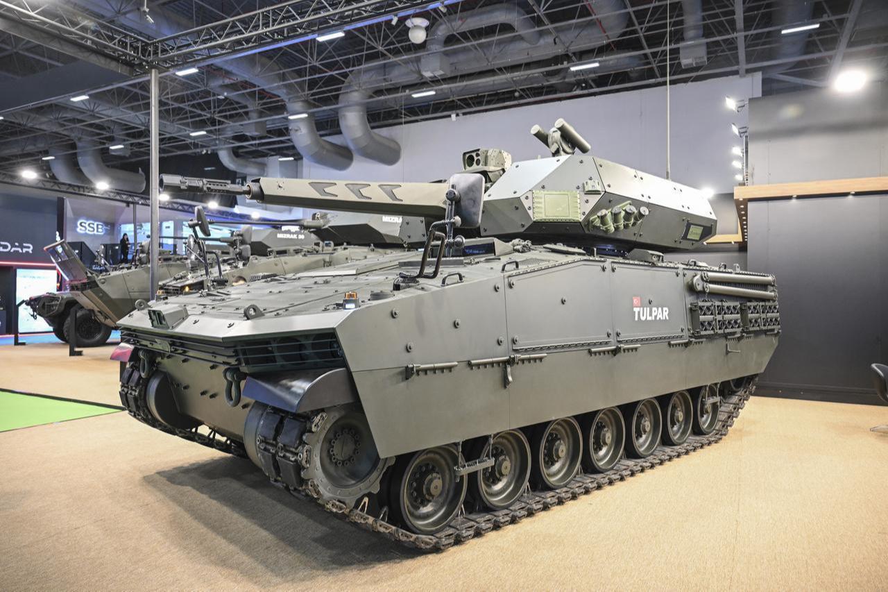 Turkish heavy infantry fighting vehicle designed by Otokar, Tulpar is seen during the SAHA 2026 International Defense, Aerospace and Space Industry Fair in Istanbul, May 5, 2026. (AA Photo)