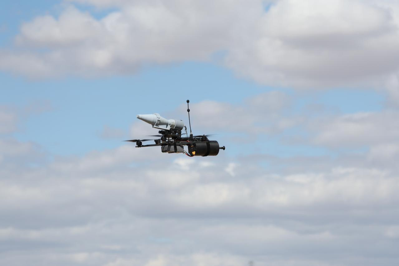 Kamikaze drone KarguFPV, developed by STM, is equipped with an armor-piercing warhead during tests at an unspecified time and location. (Photo via STM)