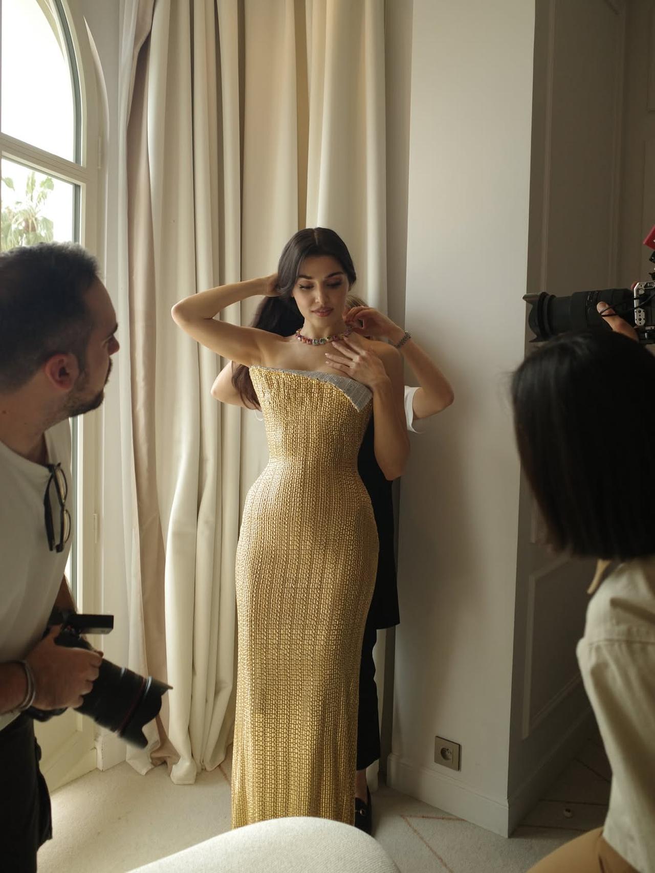 Turkish actress Hande Ercel poses ahead of an appearance during the 79th Cannes Film Festival in Cannes, France, May 14, 2026. (Photo via Instagram/@handemiyy)