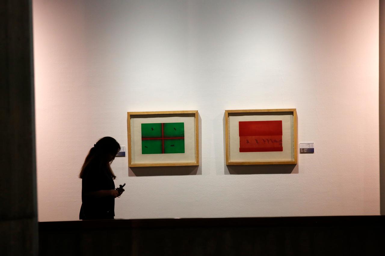 People visit “Art and War” exhibition, reflecting the impact of war on modern art while also serving as a voice for those crushed under its weight, at the Museum of Contemporary Art in Tehran, Iran, May 16, 2026. (AA Photo)