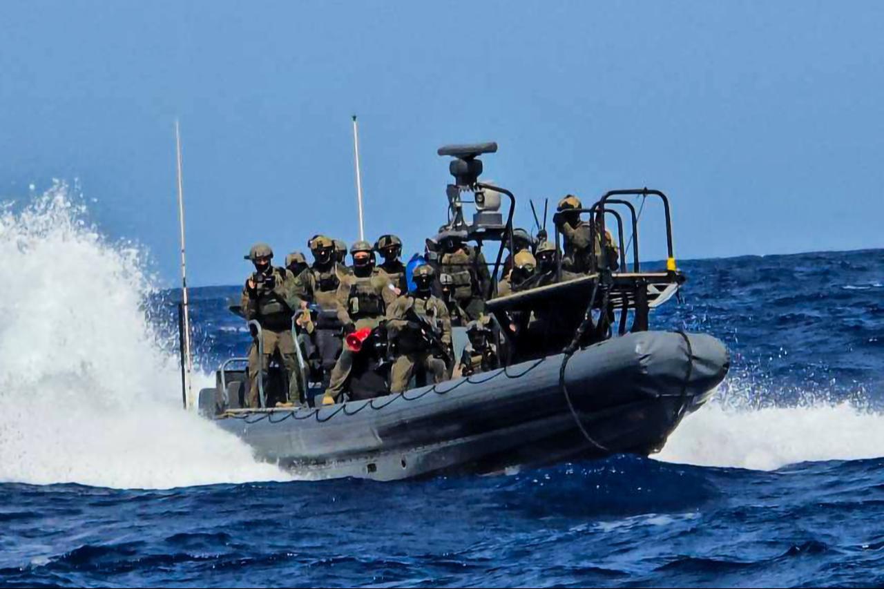 Israeli navy intervenes in international waters in the Mediterranean Sea to seize the Global Sumud Fleet, May 18, 2026. (Photo via Global Sumud Fleet/HO)