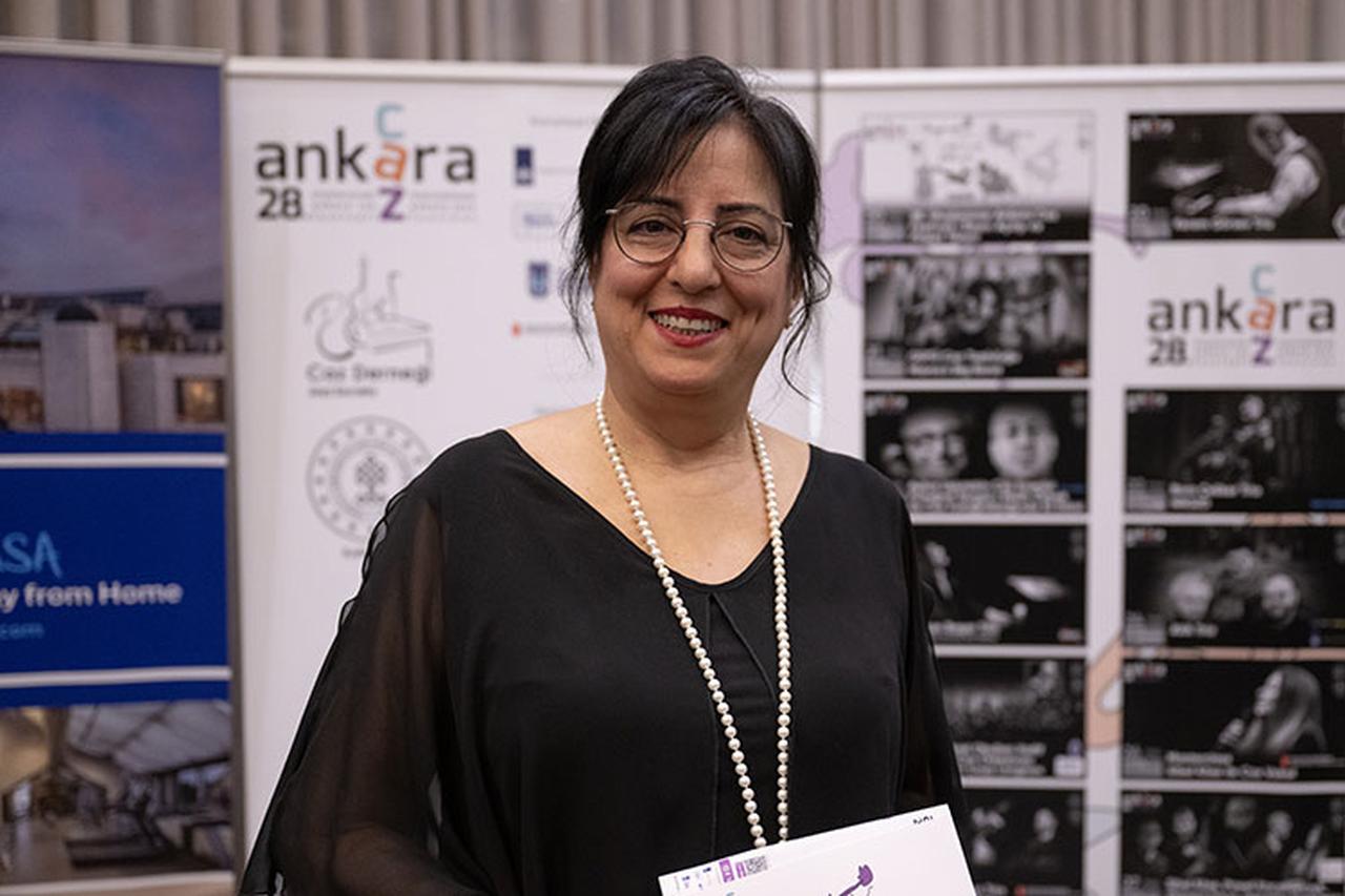 Jazz Association President and 28th International Ankara Jazz Festival curator Özlem Oktar Varoğlu poses in Ankara, Türkiye, Nov. 20, 2024. (AA Photo)