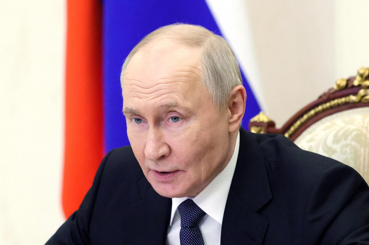 Russia's President Vladimir Putin chairs a Security Council meeting via videolink in Moscow on May 18, 2026. (AFP Photo)