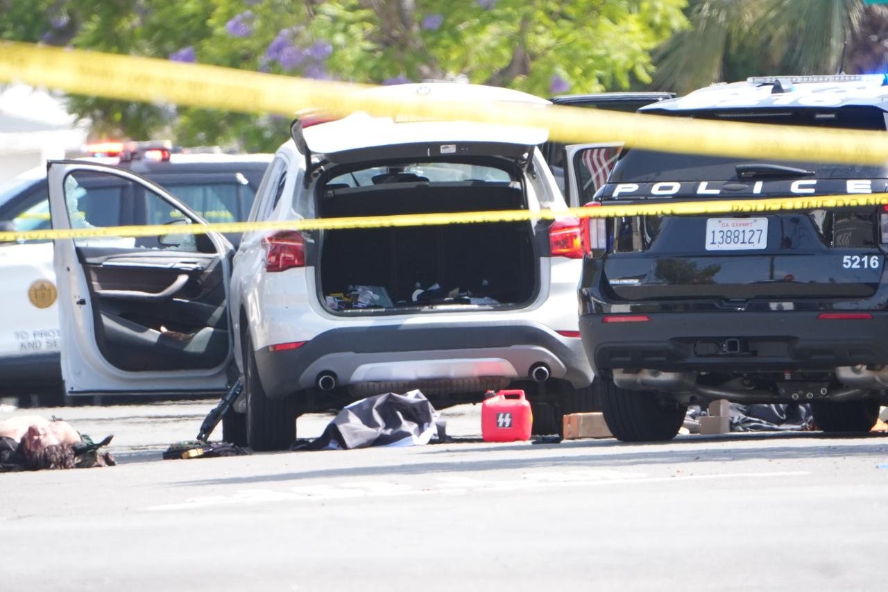 Emergency services are deployed an area close to the Islamic Center of San Diego as officers urge residents to avoid the area and remain indoors after reports of an active shooter at a mosque, in San Diego, California, United States, on May 18, 2026. (AA Photo)