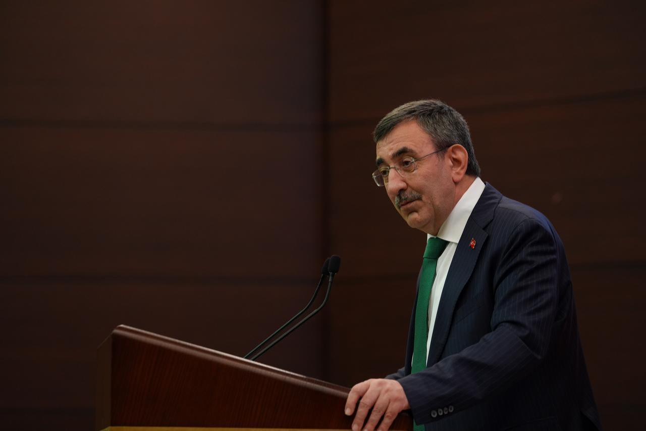 Vice President Cevdet Yilmaz speaking during an event in Ankara, Türkiye, on May 14, 2026. (AA Photo)