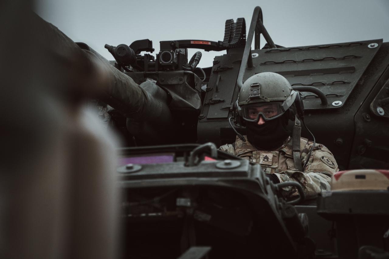 A U.S. Army Soldier assigned to 3rd Squadron, 2d Cavalry Regiment, prepares to deploy on a tactical road march on Feb. 21, 2022. (Photo via U.S. Army)