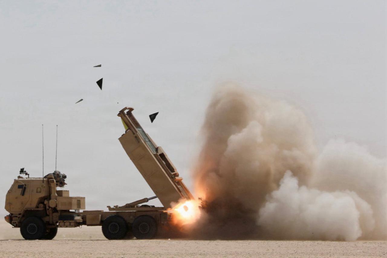 M142 High Mobility Artillery Rocket Systems (HIMARS) conduct live-fire missions during Operation Epic Fury in the U.S. Central Command area of responsibility. (Photo via U.S. Army)


Part of this photo was blurred for security purposes.