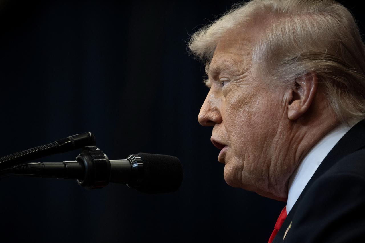 US President Donald Trump gives a speech about taxes and Social Security in The Villages, Florida, May 1, 2026. (AFP Photo)