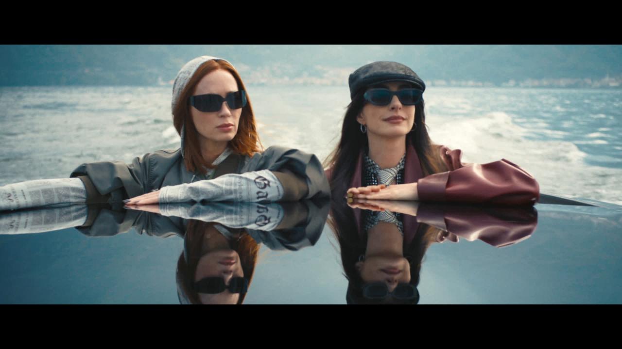 Emily Charlton and Andy Sachs during a boat in a scene from "The Devil Wears Prada 2," accessed on May 2, 2026. (Courtesy of IMDb)