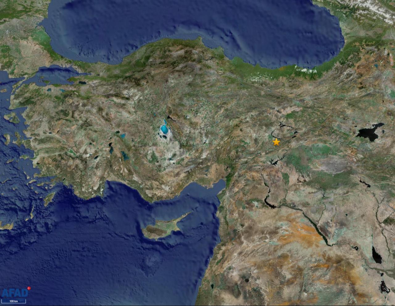 Map shows the location of a 5.6 magnitude earthquake centered in the Battalgazi district of Malatya, Türkiye, on May 20, 2026. (Image via AFAD)