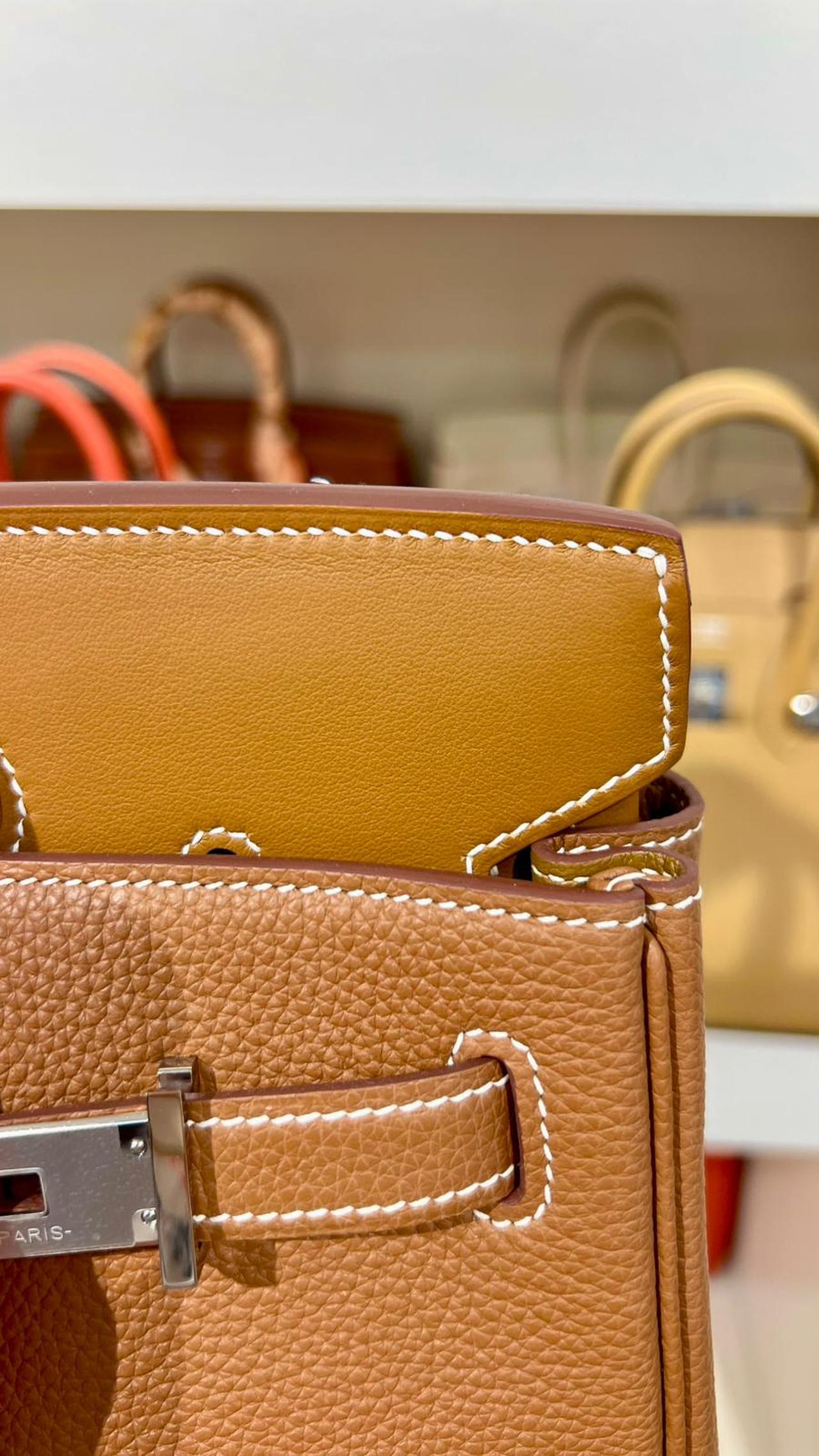 Close-up details of a Birkin-style replica reveal the precision stitching, textured leather, and craftsmanship that sellers claim make high-end counterfeits nearly indistinguishable from the originals. (Photo by Türkiye Today)