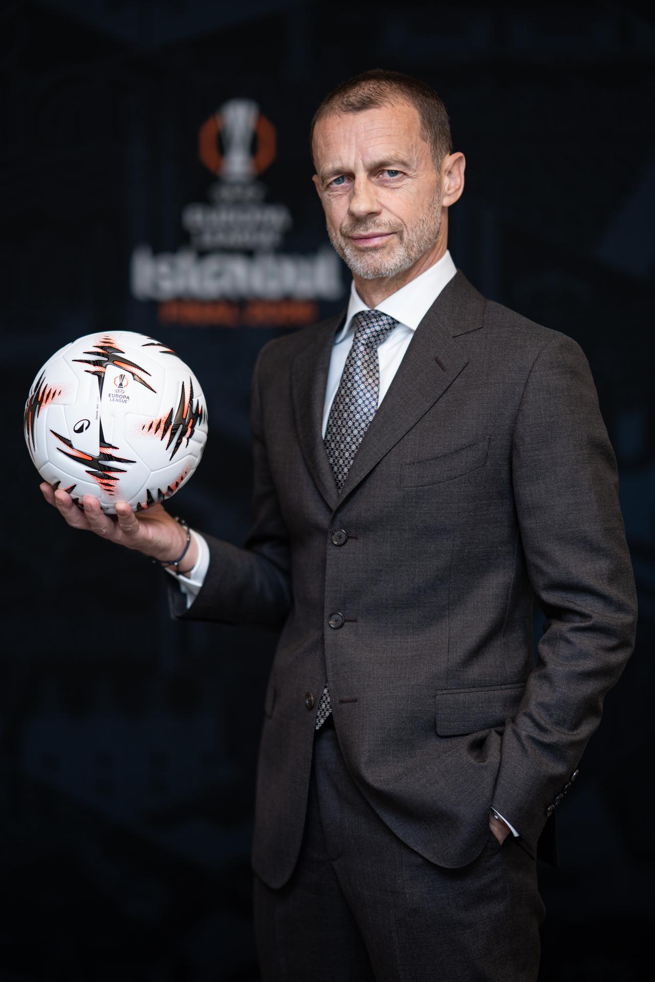 UEFA President Aleksander Ceferin poses during an interview with Anadolu Agency in Istanbul, Türkiye, May 20, 2026. (AA Photo)