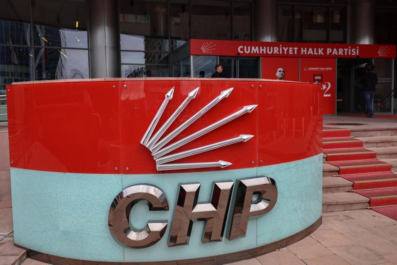 A man walks inside the headquarters of the Republican People's Party (CHP) headquarters, Türkiye's main opposition party, in Ankara on October 24, 2025. (AFP Photo)