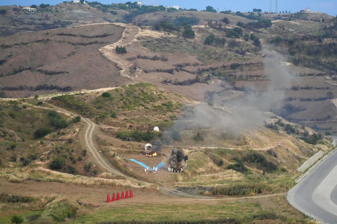 The photo shows a swarm of STM's Kargu rotary wing loitering munition system conducting a strike during a military exercise scenario at EFES-2026 on May 20, 2026. (Photo via STM/Handout)