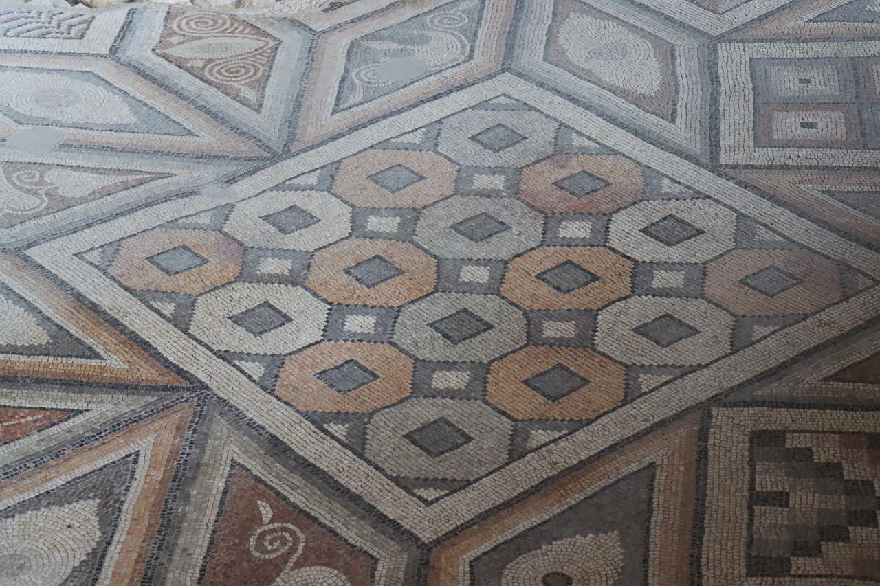 The ancient floor mosaic, believed to date back to the sixth century A.D., is seen at the Necmi Asfuroglu Archaeology Museum in Hatay, Türkiye, May 21, 2026. (AA Photo)