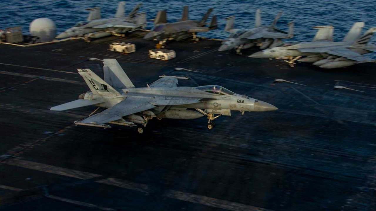 An F/A-18E Super Hornet lands on the flight deck of Nimitz-class aircraft carrier USS Abraham Lincoln (CVN 72), May 17, 2026. (Photo via U.S. Navy)