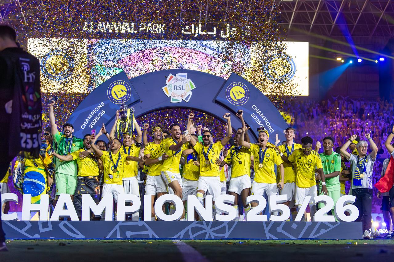 Cristiano Ronaldo celebrated the title with his teammates. Riyadh, Saudi Arabia, May 21, 2026. (AA Photo)