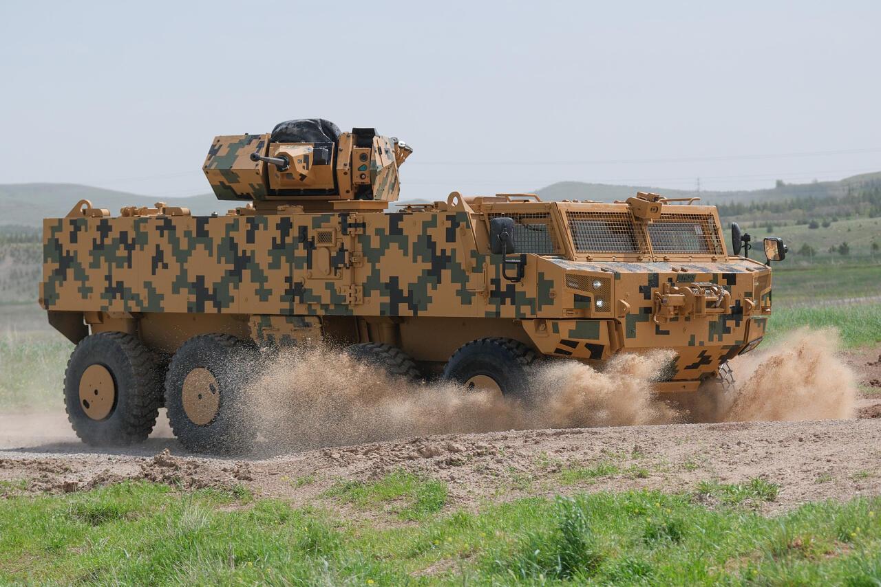 Turkish defense firm FNSS' Pars Scout 8x8 tactical wheeled armoured combat vehicle during tests at an undisclosed location and time. (Photo via FNSS)