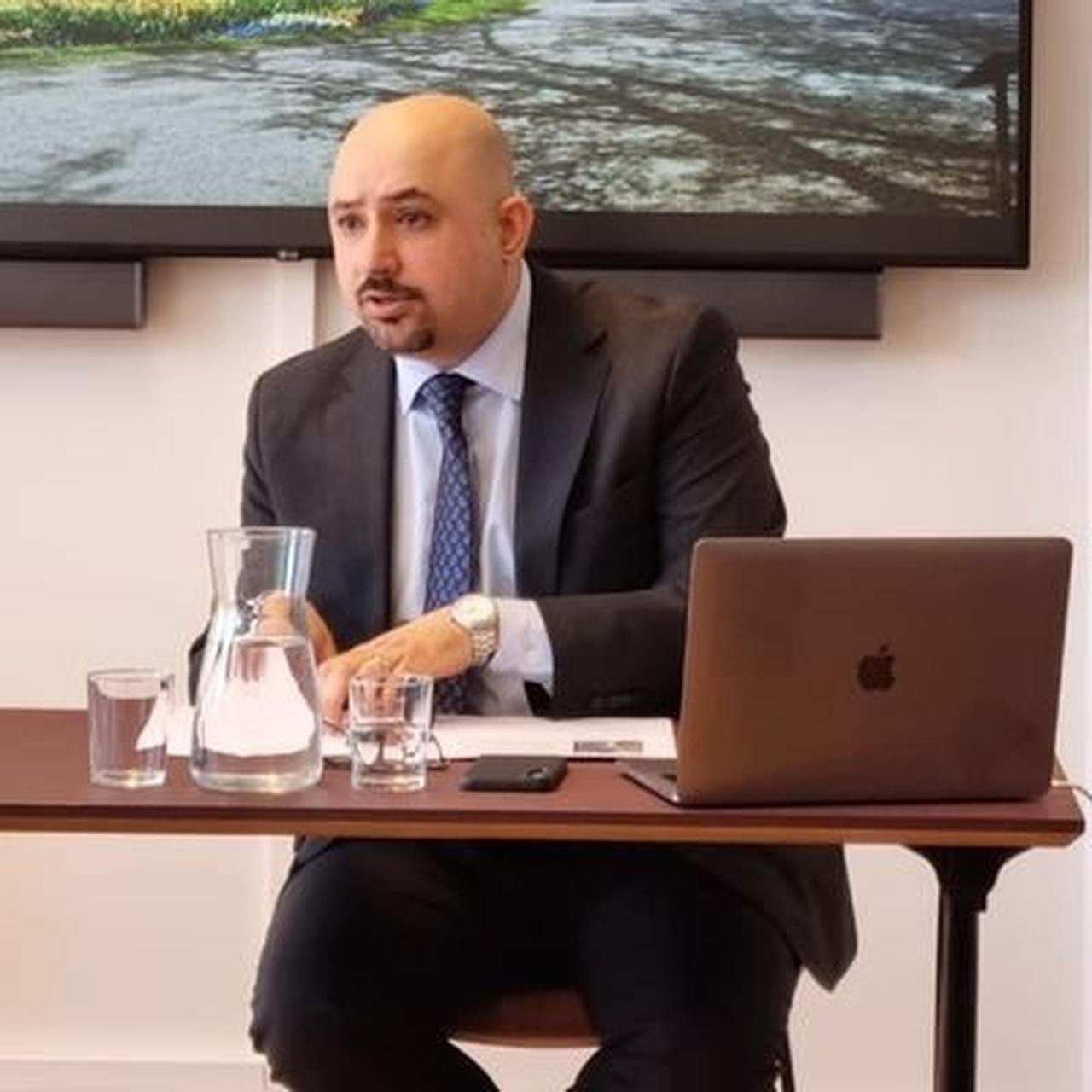 Iranian-Swedish political scientist and researcher Arvin Khoshnood speaking at an academic panel. (Photo via X / @ArvinKhoshnood)