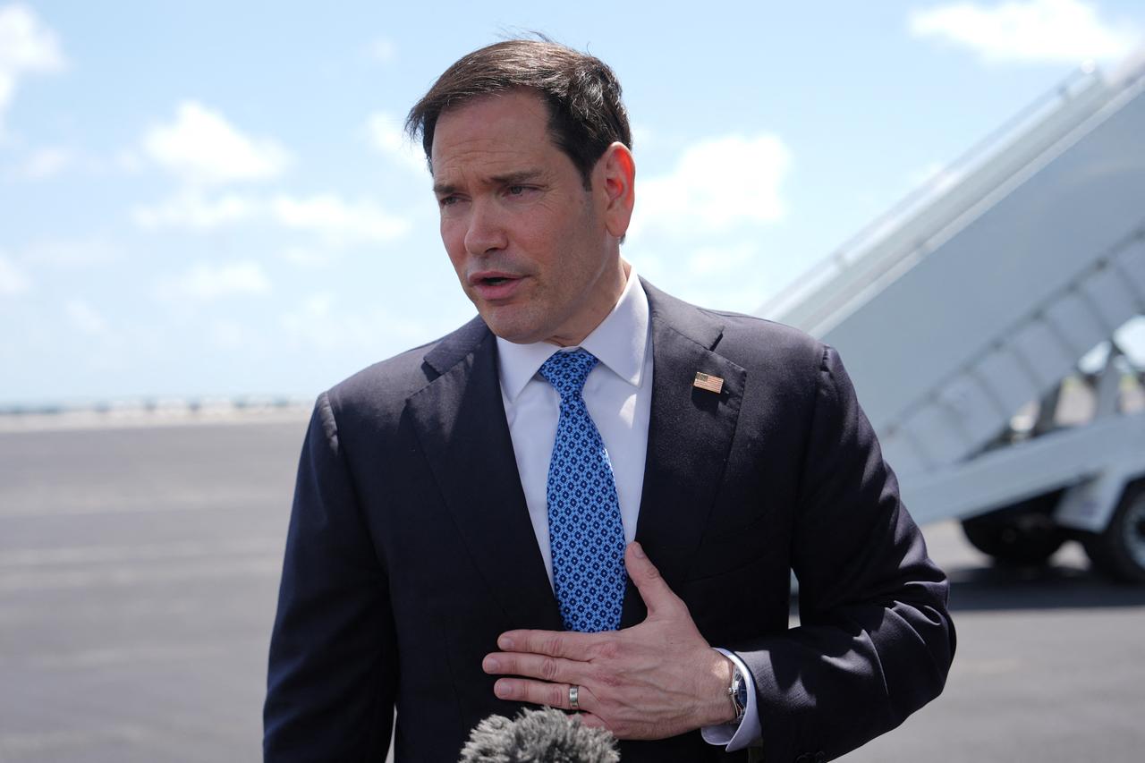 US Secretary of State Marco Rubio speaks to the press before boarding his plane at Homestead Air Reserve Base on May 21, 2026 in Homestead, Florida. (AFP Photo)